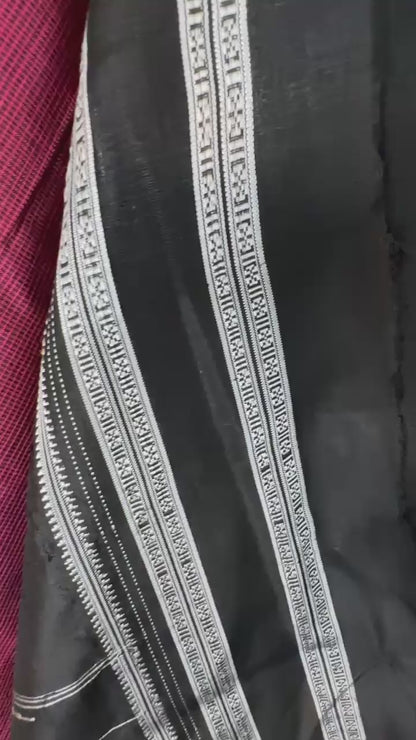 ILKAL Maroon Checkered SICO ( Cotton*Silk ) handloom saree with Chikapars Border