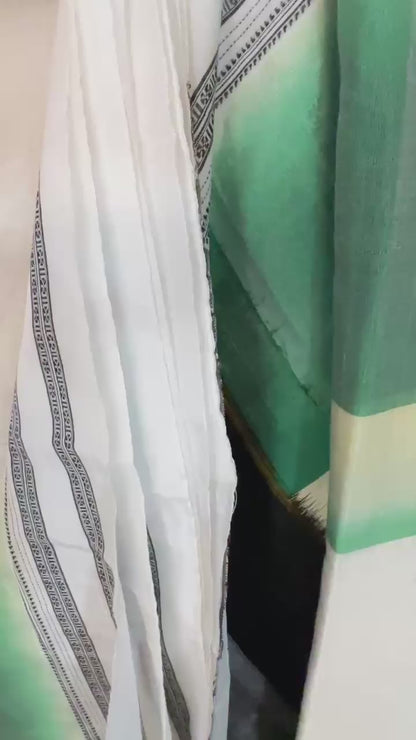 ILKAL Shaded bottle green-White  SICO ( Cotton*Silk ) handloom saree