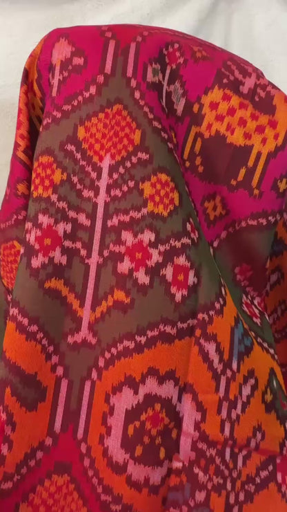 Orange with Rangkat pure silk semi double Patan Patola Handloom Saree