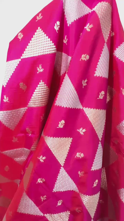 Rani pink Pure Katan by katan banarasi Handloom silk saree