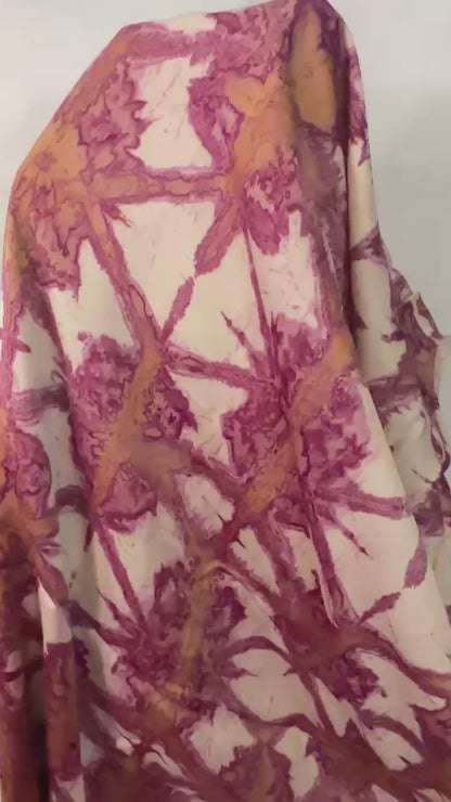 Pink with Beige Marble block Ajrakh natural dye Hand block print pure Modal silk saree