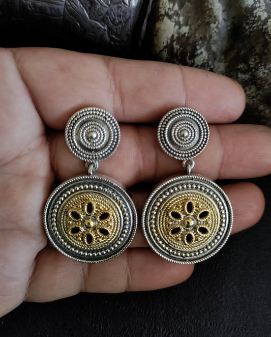 Pure 92.5 Silver Dual Earrings embellished with semiprecious clear stone - My Store