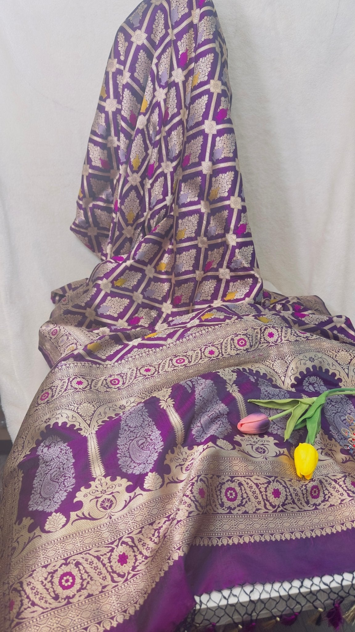 Rani Purple Pure Katan by katan banarasi Handloom silk saree - My Store