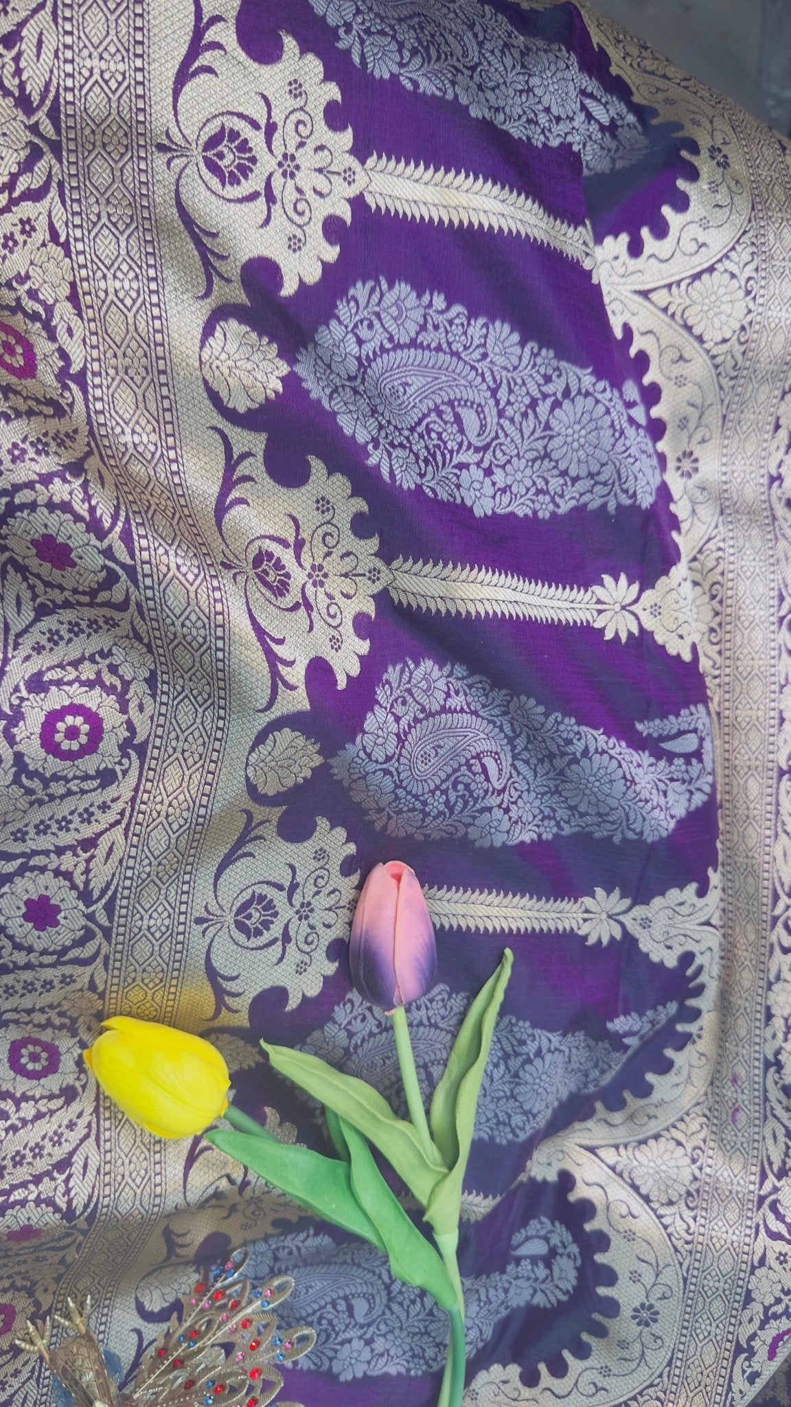 Rani Purple Pure Katan by katan banarasi Handloom silk saree - My Store