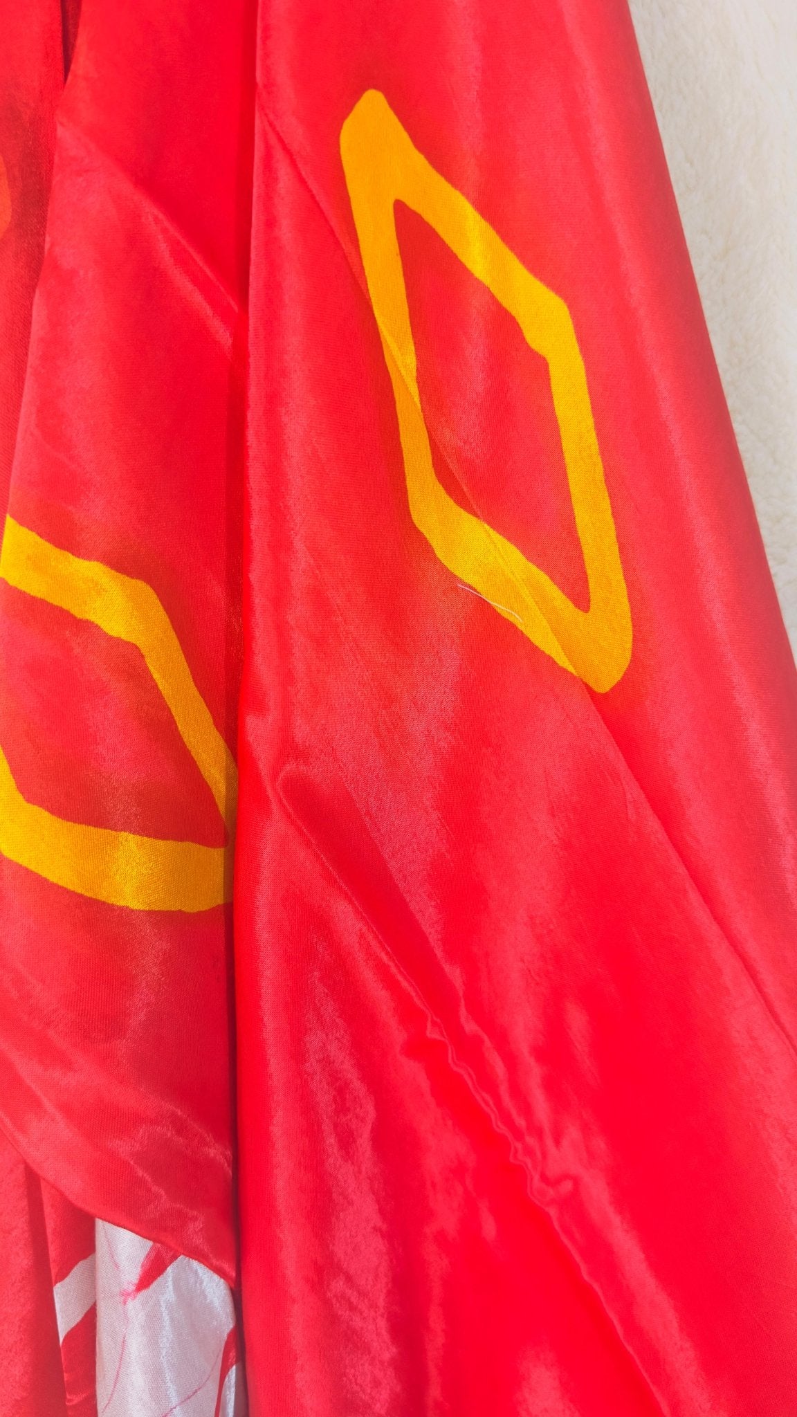 Red*White Ajrakh Chemical dye Hand block print pure Modal silk saree - My Store