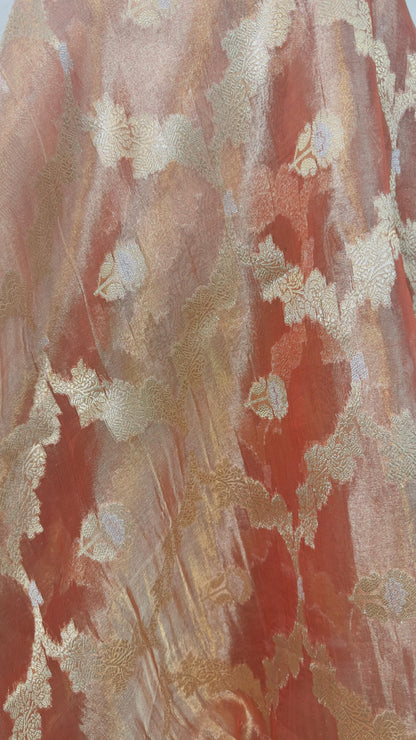 Rose Gold pure tissue Banarasi handloom silk Banarasi saree