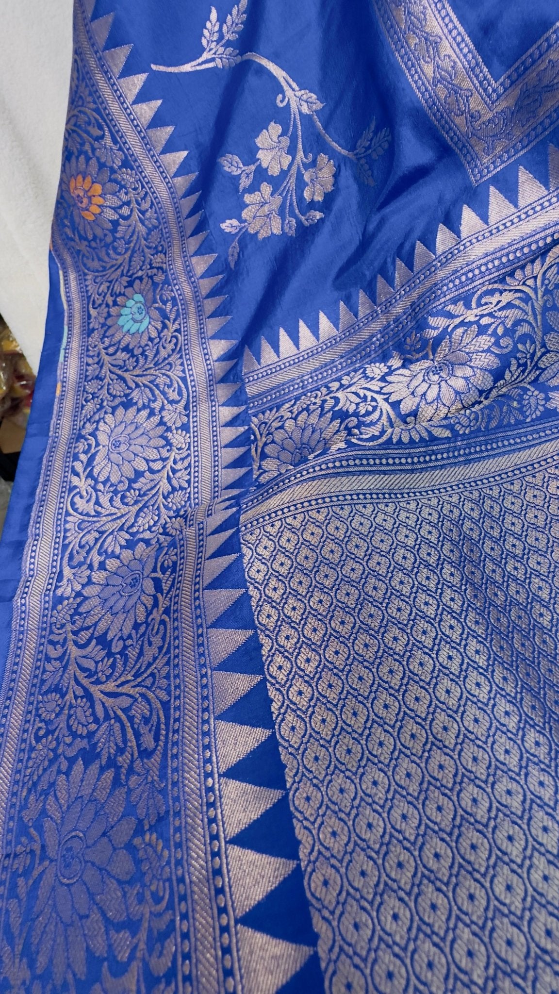 Royal Blue Pure Katan by katan handloom silk Banarasi saree - My Store