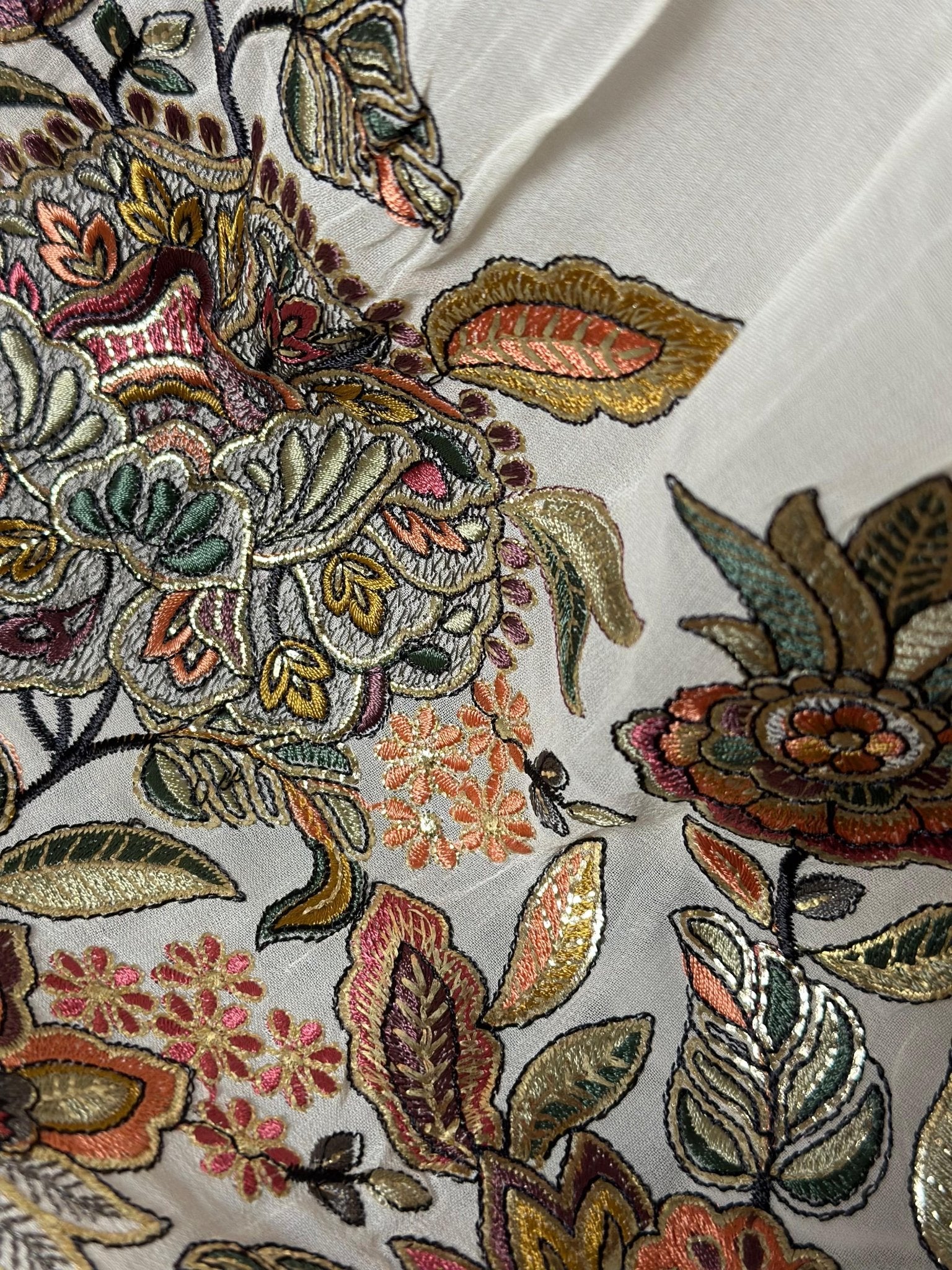 White Indowestern Sharara highlighted with embroidery & mirror - My Store